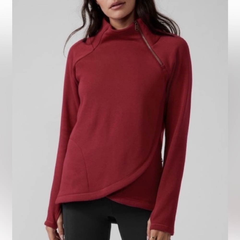 ATHLETA Cozy Karma Asym Pullover in dark red